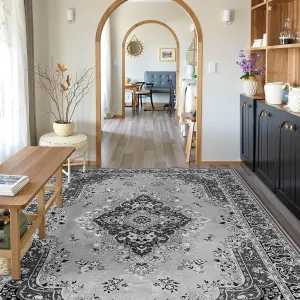 8x10 Area Rug for Living Room, Modern Washable Rug Non Slip Low Pile Large Area Rugs for Living Room, Bedroom, Farmhouse, Dining Room, Grey