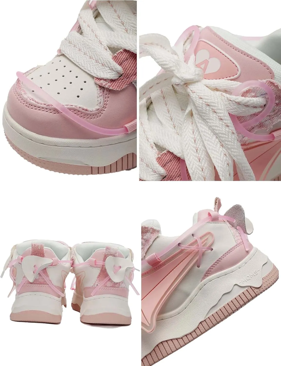 Aelfric Eden Pink Platform Leather Lace-up Sneakers Color Blocking Patchwork Skate Shoes Y2K Aesthetic Fashion Walking Shoes