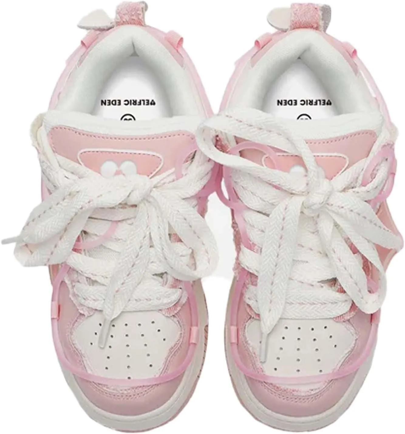 Aelfric Eden Pink Platform Leather Lace-up Sneakers Color Blocking Patchwork Skate Shoes Y2K Aesthetic Fashion Walking Shoes