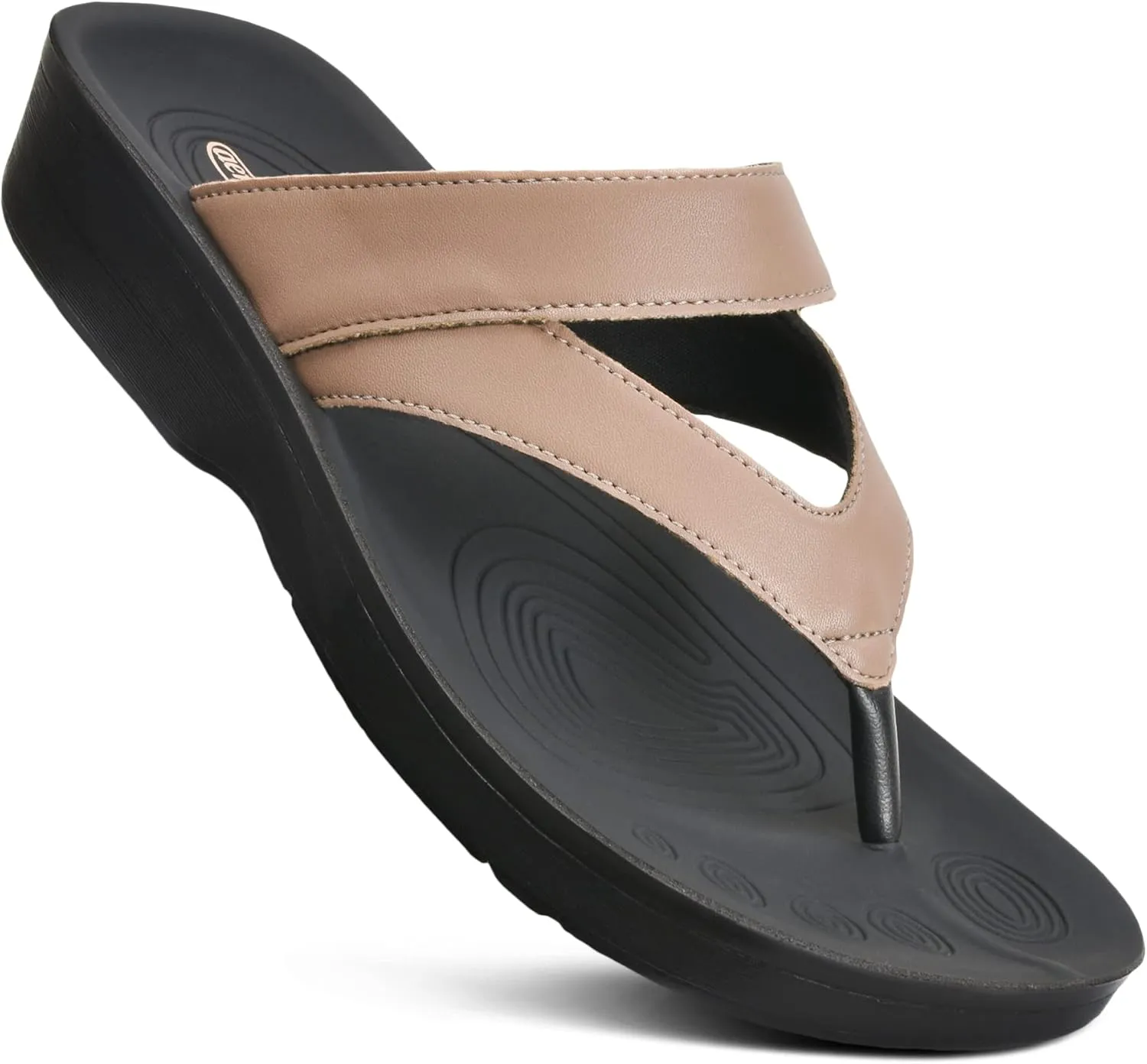 AEROTHOTIC Comfy Open Toe Arch Support Flip Flops for Women Cushion Padded Stylish Straps Dressy Sandals Walking Travel Beach Wear