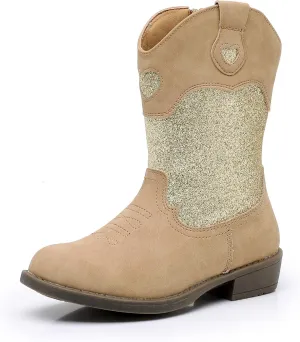 Ahannie Girls Cowboy Boots Western Cowgirl Boots for Girls with Side Zipper Boot for Toddler/Little Kid/Big Kid