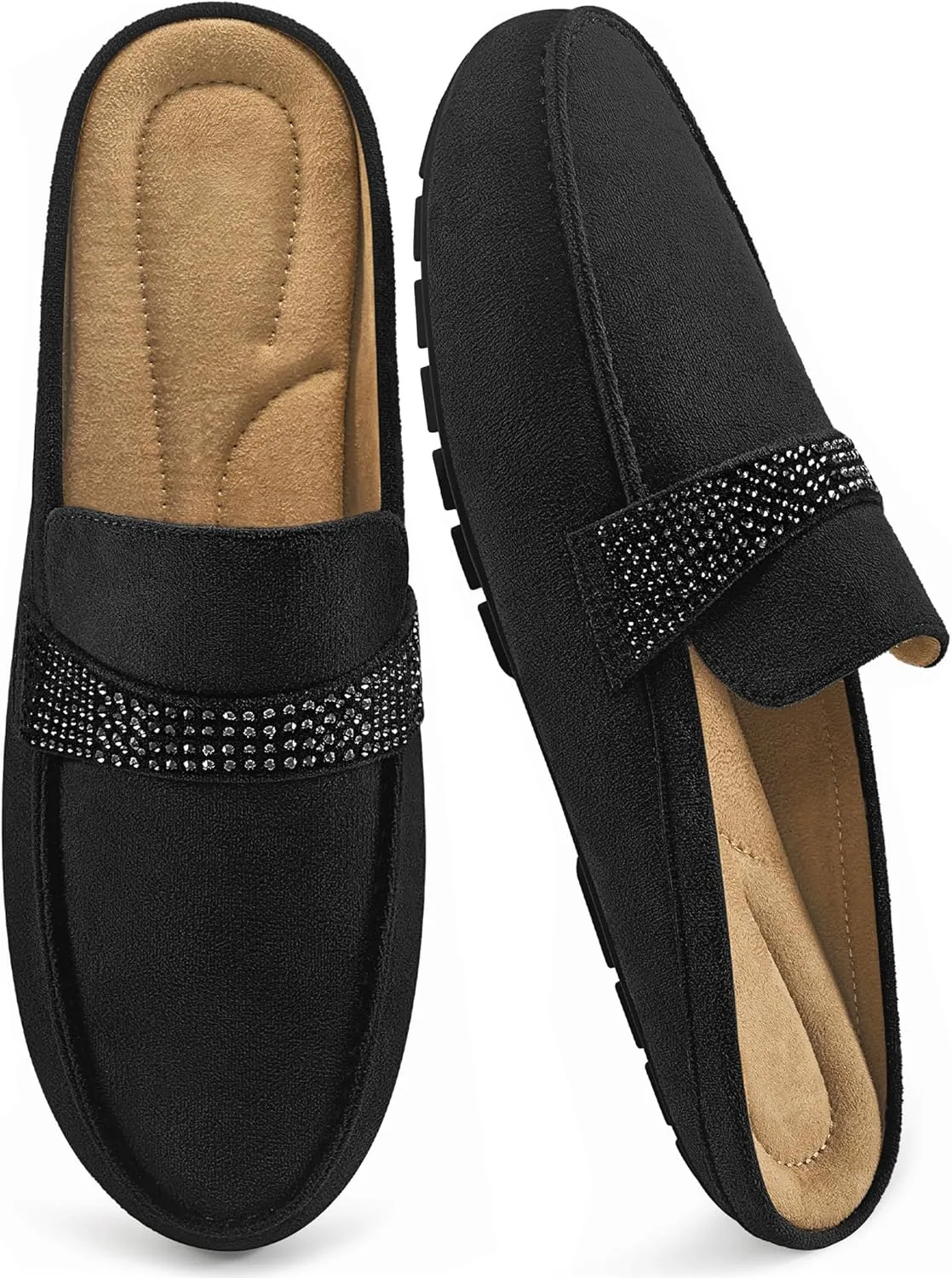 Almusen Mules for Women Flats Shoes: Comfortable Round Toe Slip on Walking Backless Mule Slides for Business Office