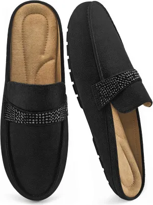 Almusen Mules for Women Flats Shoes: Comfortable Round Toe Slip on Walking Backless Mule Slides for Business Office