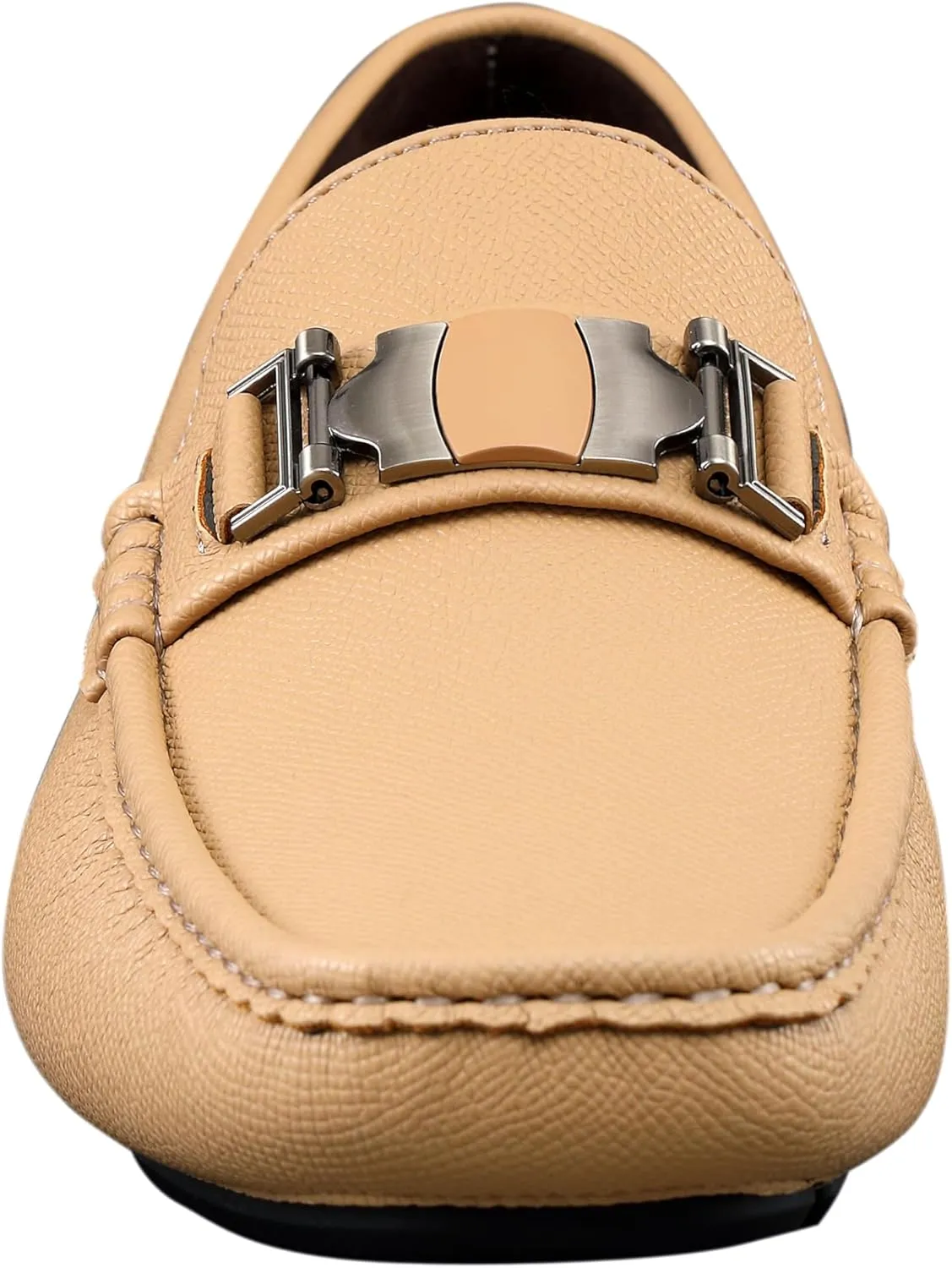 Amali Driving Moccasins, Faux Leather with Enamel Horse-Bit Ornament & Soft Lining, Comfortable & Stylish Mens Dress Loafers for Everyday Wear