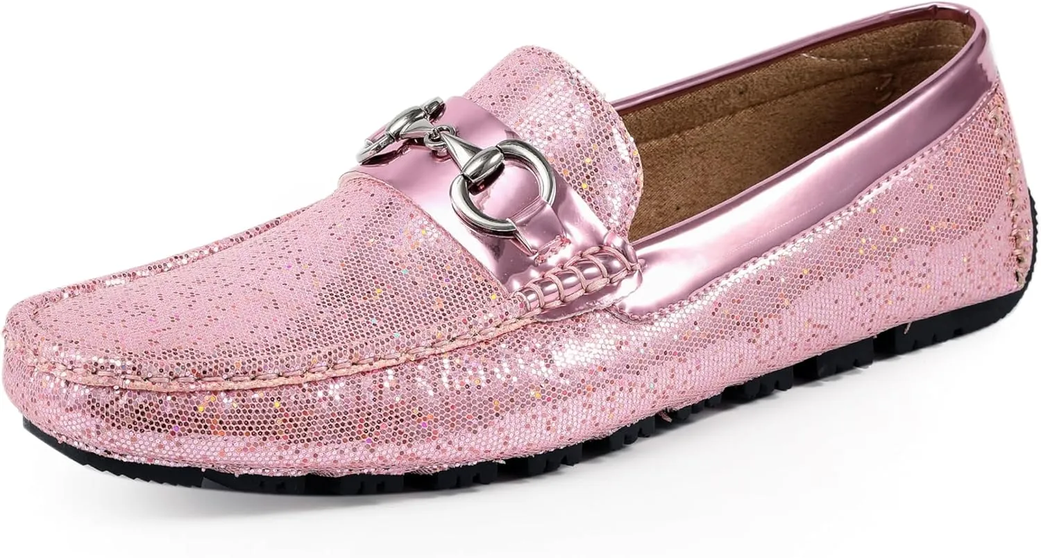 Amali Driving Moccasins, Faux Leather with Enamel Horse-Bit Ornament & Soft Lining, Comfortable & Stylish Mens Dress Loafers for Everyday Wear