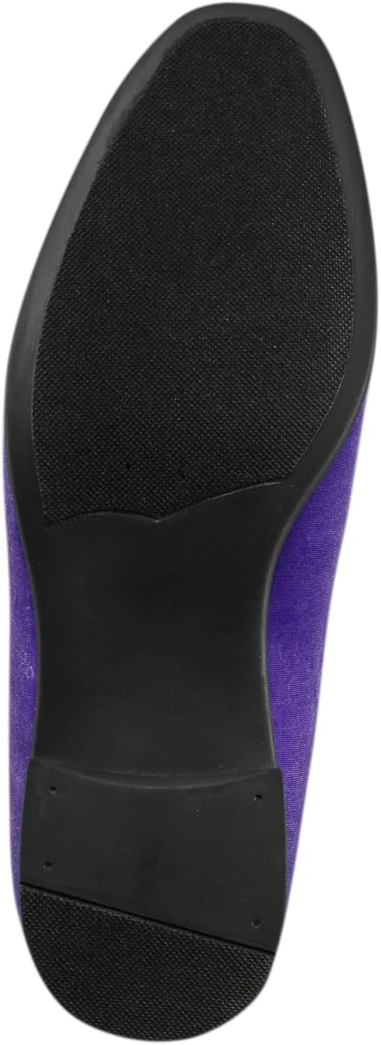 Amali Velvet Slip-On Dress Loafers for Men with Lion Head Piece, Men's Formal Smoking Tuxedo Slippers, Loafer Shoes with Metal Chain Detail