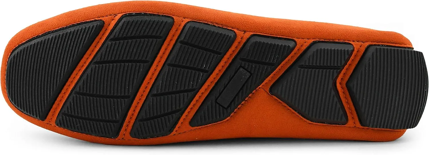 Amali Walken Men's Casual Slip-On Loafers, Driving Moccasin Shoes for Men with Silver Buckle, Available in Plush Microfiber and PU Leather