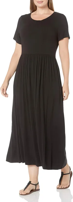 Amazon Essentials Women's Short-Sleeve Waisted Maxi Dress (Available in Plus Size)