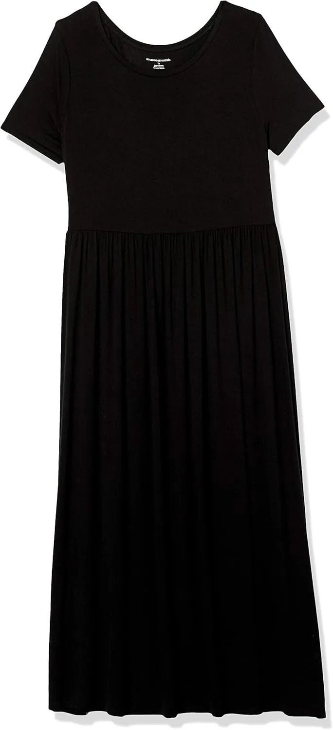 Amazon Essentials Women's Short-Sleeve Waisted Maxi Dress (Available in Plus Size)