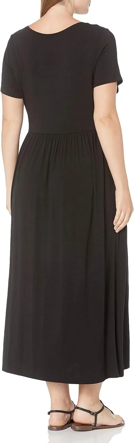 Amazon Essentials Women's Short-Sleeve Waisted Maxi Dress (Available in Plus Size)