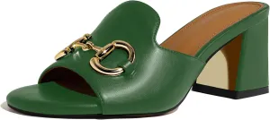 anteikira Women's Square Open Toe Buckle Sandals Slip On High Chunky Block Heel Mules Backless High Heeled Sandals for Women Fashion Summer Heels