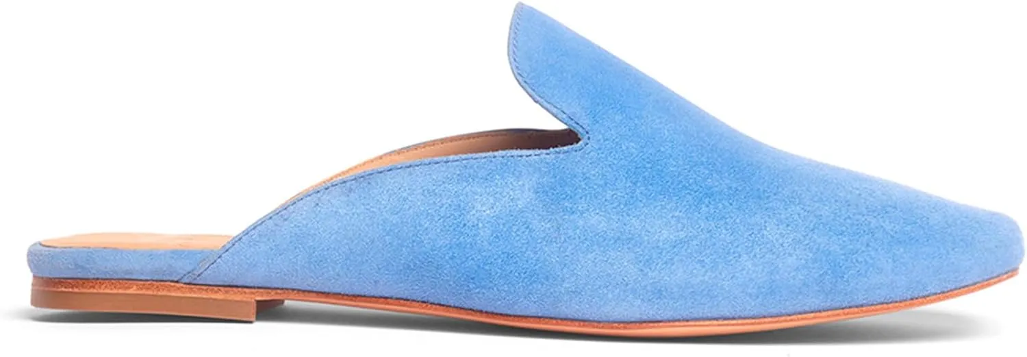 Anthony Veer Lara Suede Flat Mule for Women | Handcrafted in Italian Suede | Ortholite Bedded Insoles | Square Toe & Rubber Heel