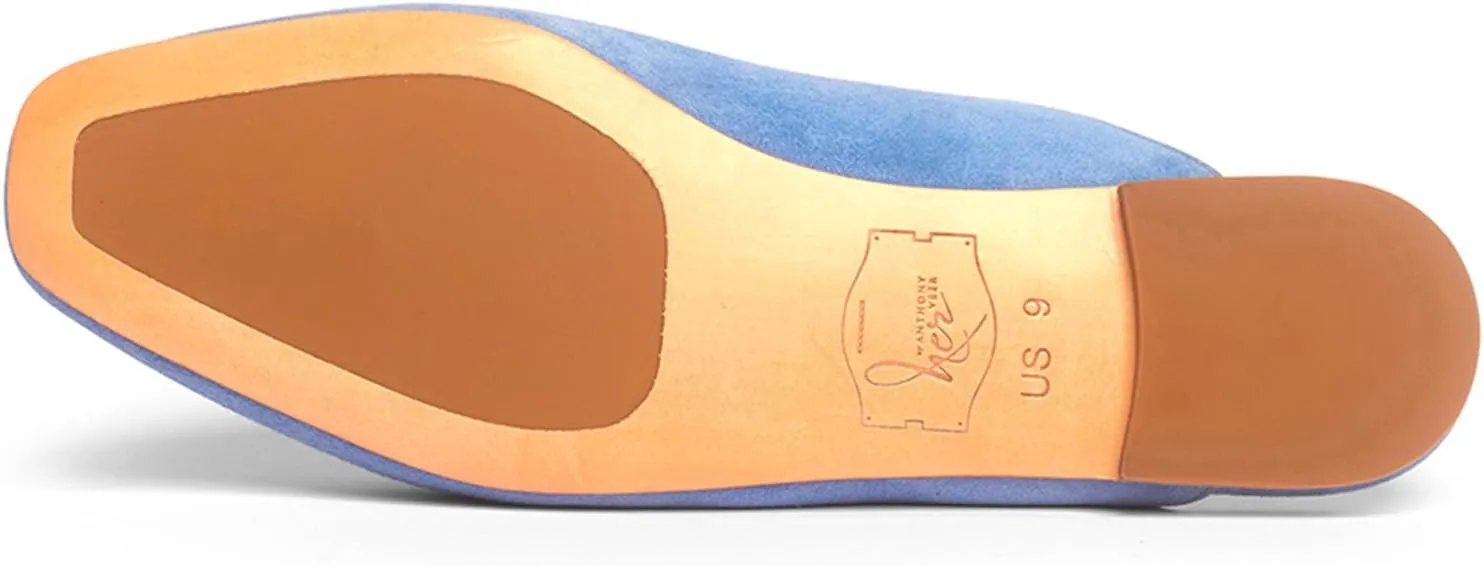 Anthony Veer Lara Suede Flat Mule for Women | Handcrafted in Italian Suede | Ortholite Bedded Insoles | Square Toe & Rubber Heel