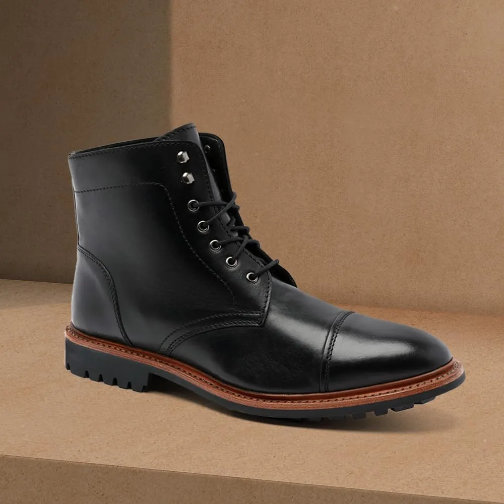 Anthony Veer Ranveer Cap-Toe Boots for Men | Pull-Up | Goodyear Welt Construction | Recraftable Rubber Commando Outsole & Ortholite® Cushioned Footbed | Full Grain Vintage Leather Upper