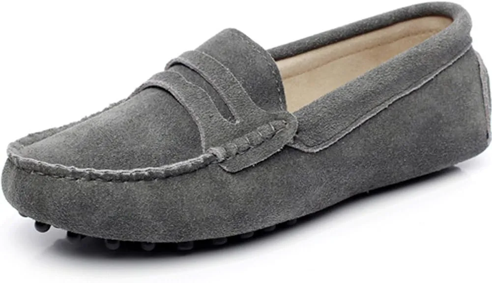 ANUFER Women's Classic Suede Penny Loafers Comfort Handmade Slipper Moccasins
