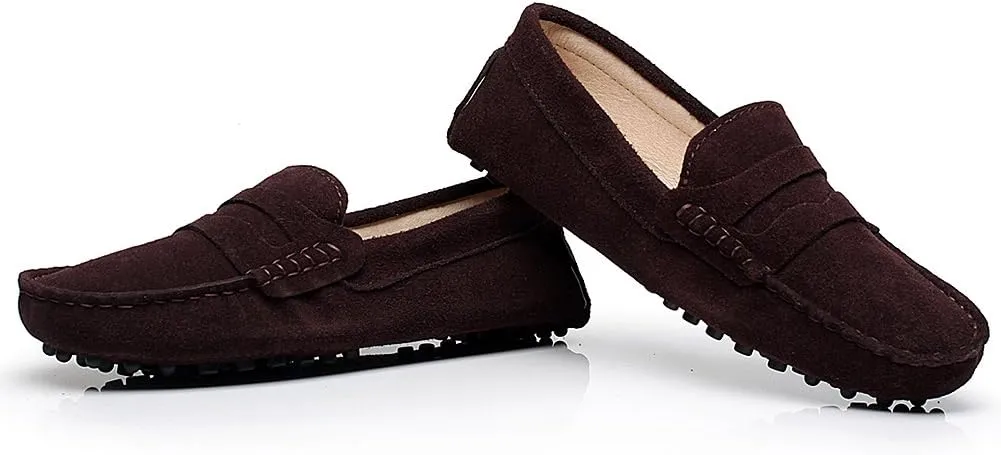 ANUFER Women's Classic Suede Penny Loafers Comfort Handmade Slipper Moccasins