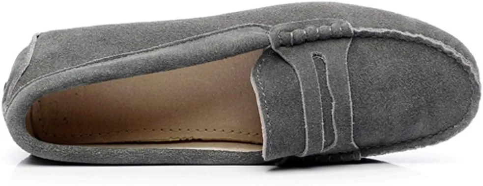 ANUFER Women's Classic Suede Penny Loafers Comfort Handmade Slipper Moccasins