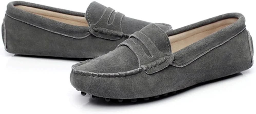 ANUFER Women's Classic Suede Penny Loafers Comfort Handmade Slipper Moccasins