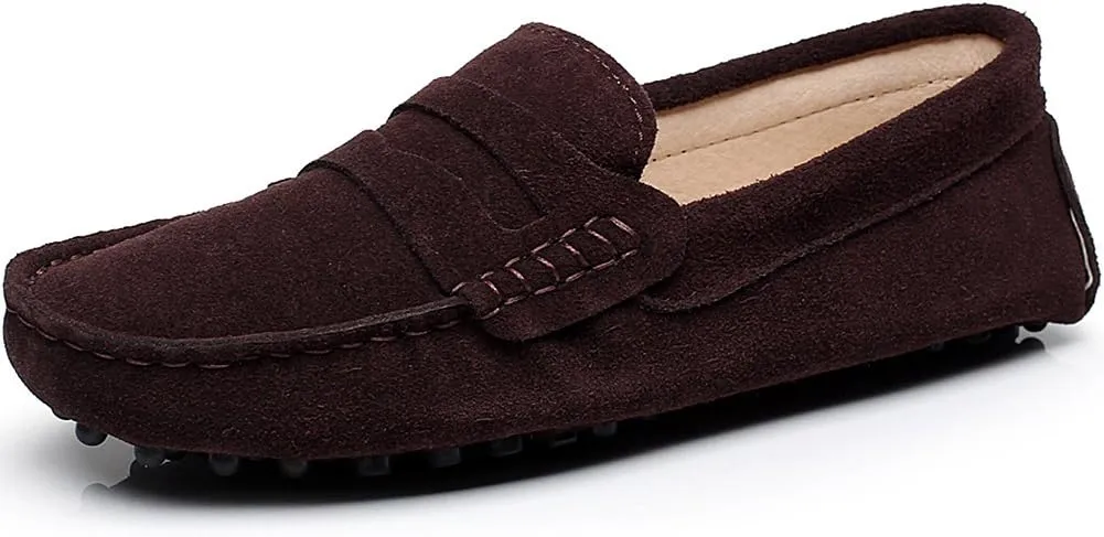 ANUFER Women's Classic Suede Penny Loafers Comfort Handmade Slipper Moccasins