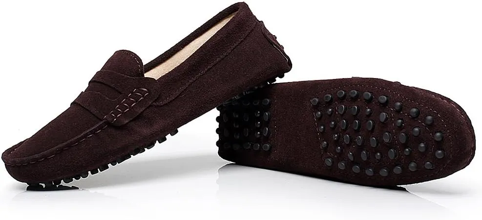 ANUFER Women's Classic Suede Penny Loafers Comfort Handmade Slipper Moccasins