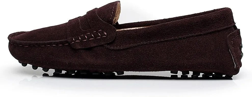 ANUFER Women's Classic Suede Penny Loafers Comfort Handmade Slipper Moccasins
