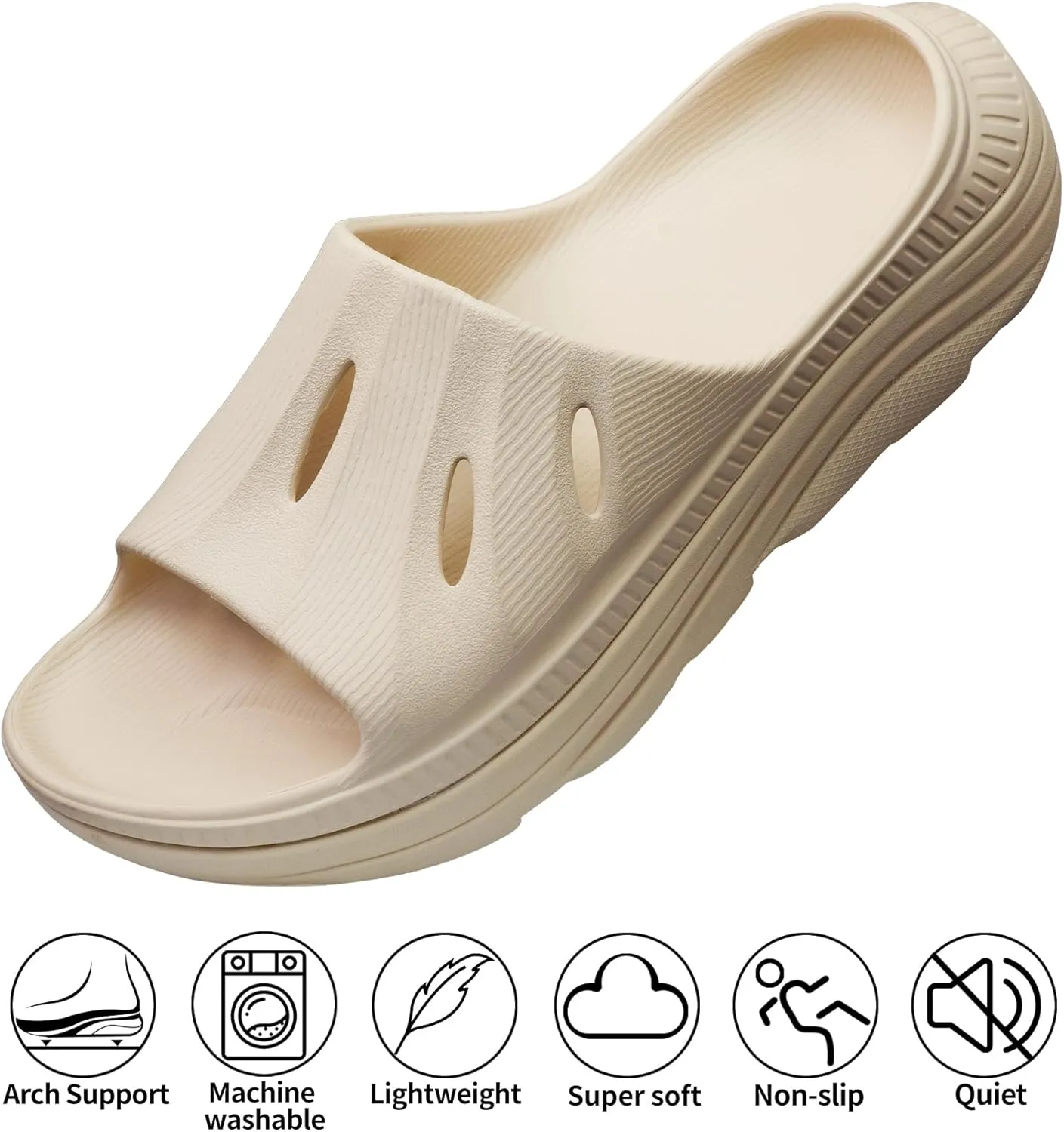 ARISIC Recovery Slides Sandals for Women Plantar Fasciitis Thick Cushion Orthotic Men Athletic Slides Lightweight Comfort Women Cloud Slippers Arch Support of Indoor Outdoor