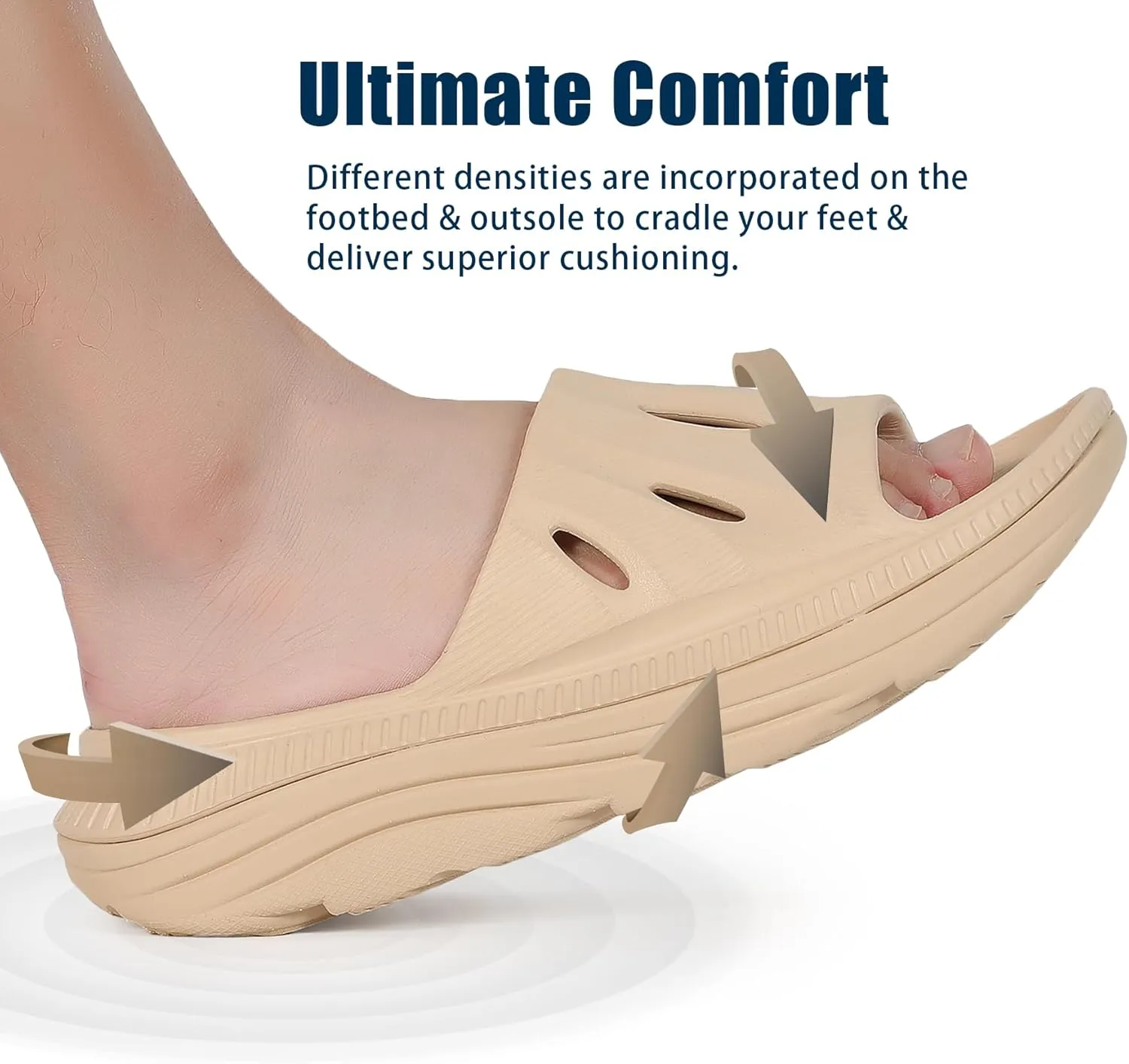ARISIC Recovery Slides Sandals for Women Plantar Fasciitis Thick Cushion Orthotic Men Athletic Slides Lightweight Comfort Women Cloud Slippers Arch Support of Indoor Outdoor
