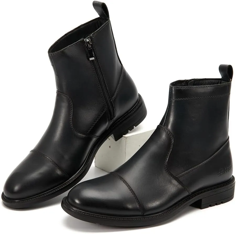 Arkbird Mens Chelsea Dress Boots Side Zipper Genuine Leather Classic Fashion Casual Slip-on Ankle Boots for Men