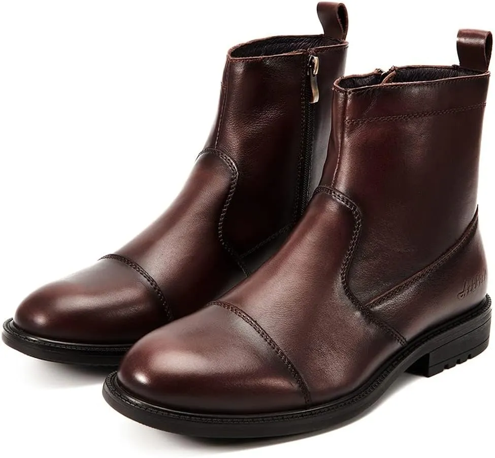Arkbird Mens Chelsea Dress Boots Side Zipper Genuine Leather Classic Fashion Casual Slip-on Ankle Boots for Men