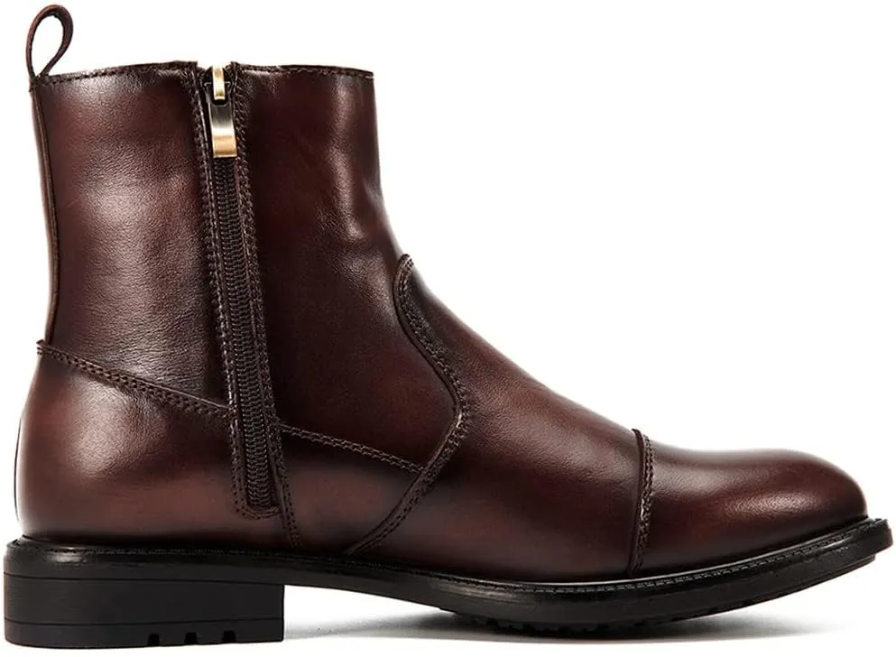 Arkbird Mens Chelsea Dress Boots Side Zipper Genuine Leather Classic Fashion Casual Slip-on Ankle Boots for Men