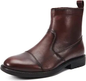 Arkbird Mens Chelsea Dress Boots Side Zipper Genuine Leather Classic Fashion Casual Slip-on Ankle Boots for Men