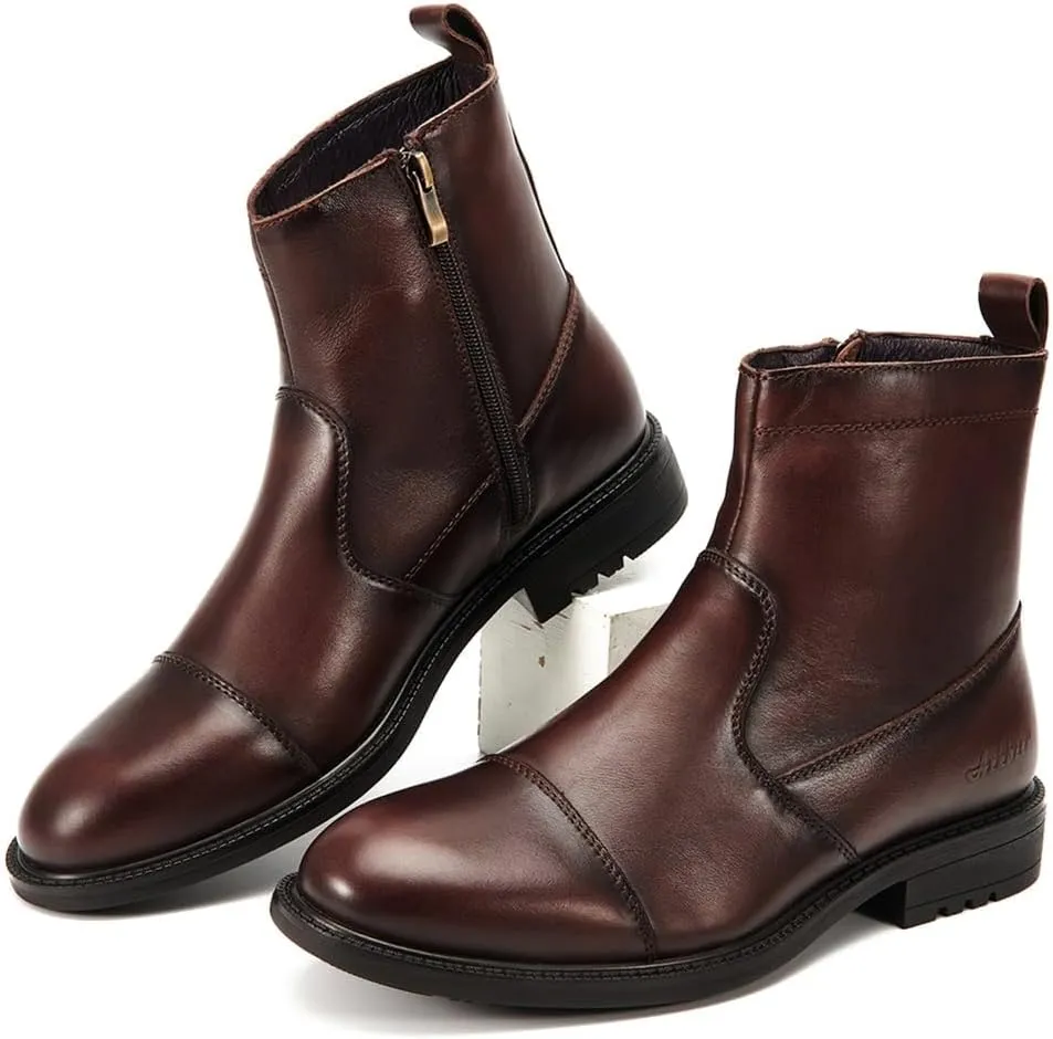 Arkbird Mens Chelsea Dress Boots Side Zipper Genuine Leather Classic Fashion Casual Slip-on Ankle Boots for Men
