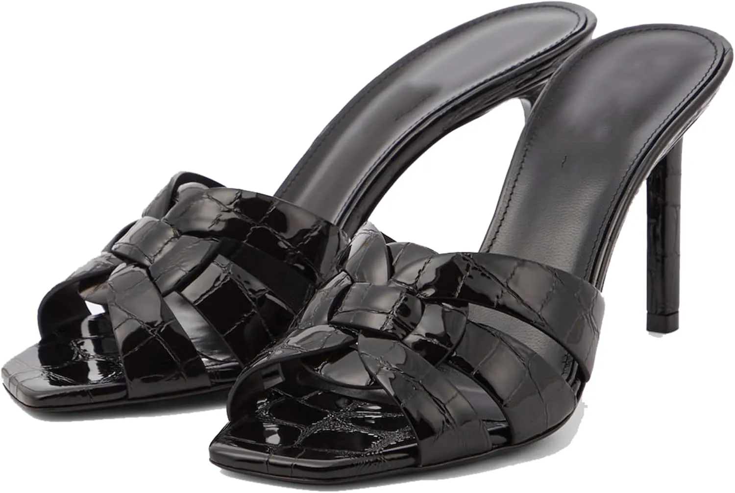 Arqa Open Toe Heeled Mules for Women with Intertwining Straps Featuring Squared Toe & Stiletto Heel Pumps Wedding Dress Slip on Sandals