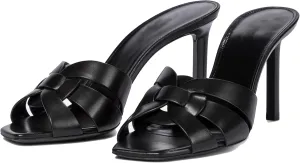 Arqa Open Toe Heeled Mules for Women with Intertwining Straps Featuring Squared Toe & Stiletto Heel Pumps Wedding Dress Slip on Sandals