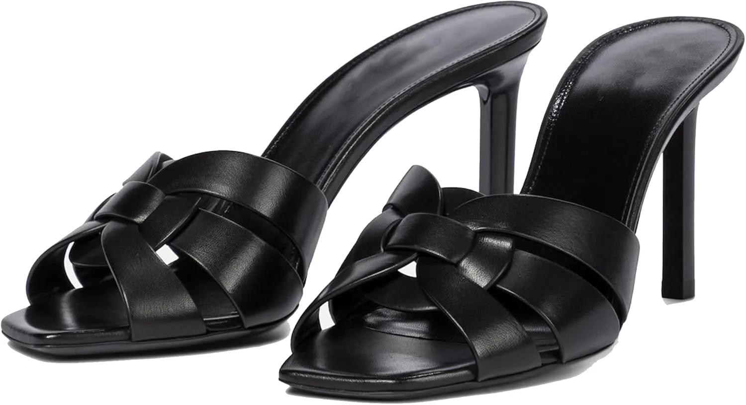 Arqa Open Toe Heeled Mules for Women with Intertwining Straps Featuring Squared Toe & Stiletto Heel Pumps Wedding Dress Slip on Sandals