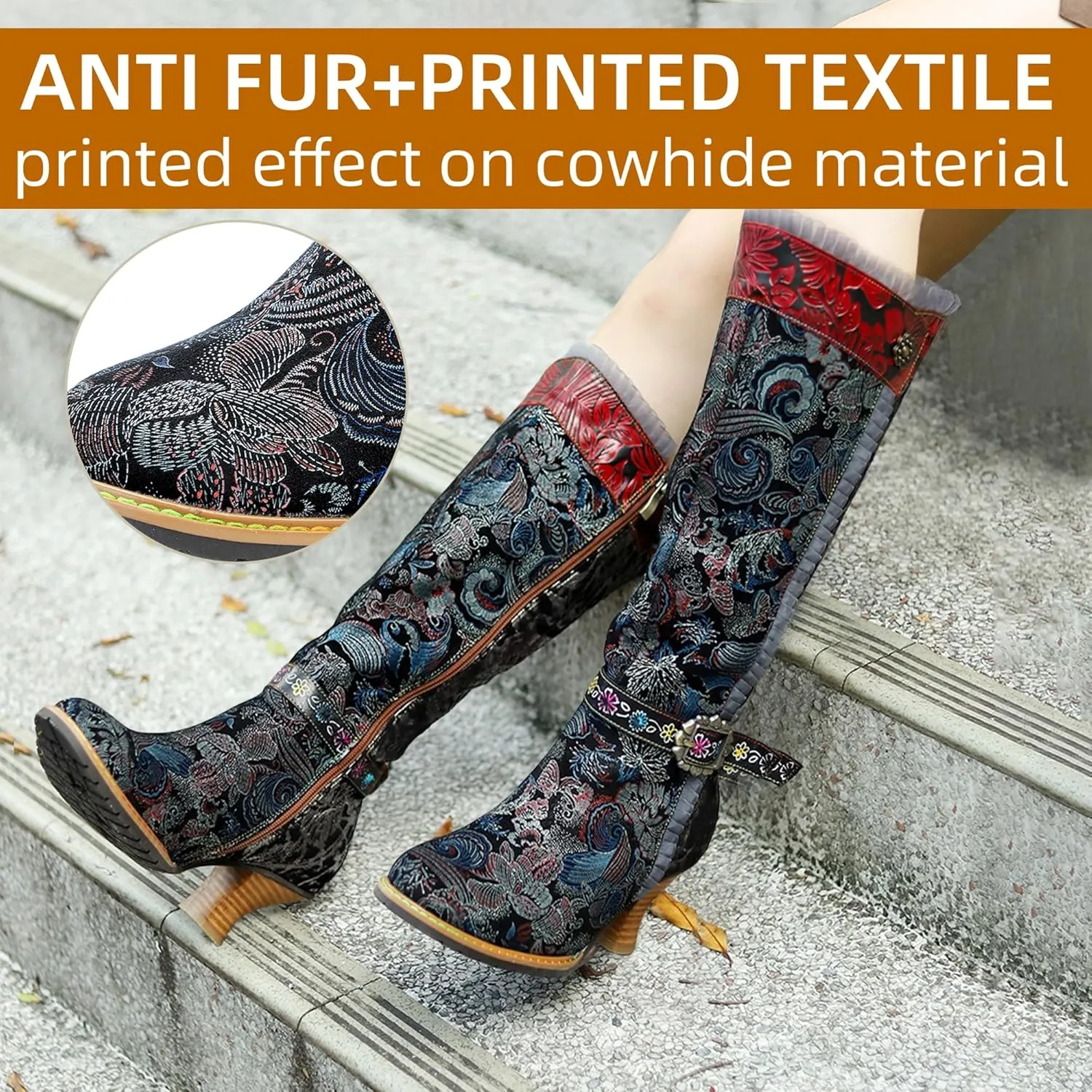 Artisan Handmade Women's Cowboy and Knight Boots - High Heels and Flat Bottoms Genuine Sheepskin, Ethnic and Vintage Style for Ladies and Girls