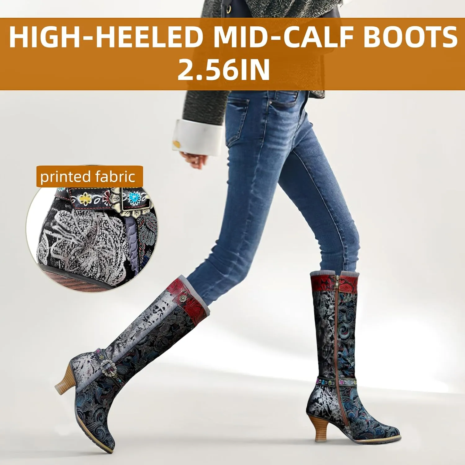 Artisan Handmade Women's Cowboy and Knight Boots - High Heels and Flat Bottoms Genuine Sheepskin, Ethnic and Vintage Style for Ladies and Girls