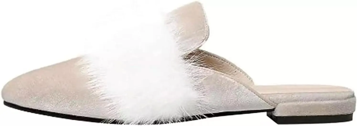 Axellion Comfortable Embroidered Mules for Women, Slip-on Backless Loafers with Pointed Toe, Stylish Flat Slides for Casual & Business Wear
