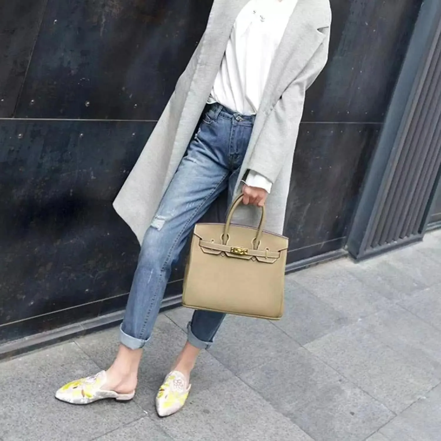 Axellion Comfortable Embroidered Mules for Women, Slip-on Backless Loafers with Pointed Toe, Stylish Flat Slides for Casual & Business Wear