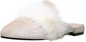 Axellion Comfortable Embroidered Mules for Women, Slip-on Backless Loafers with Pointed Toe, Stylish Flat Slides for Casual & Business Wear