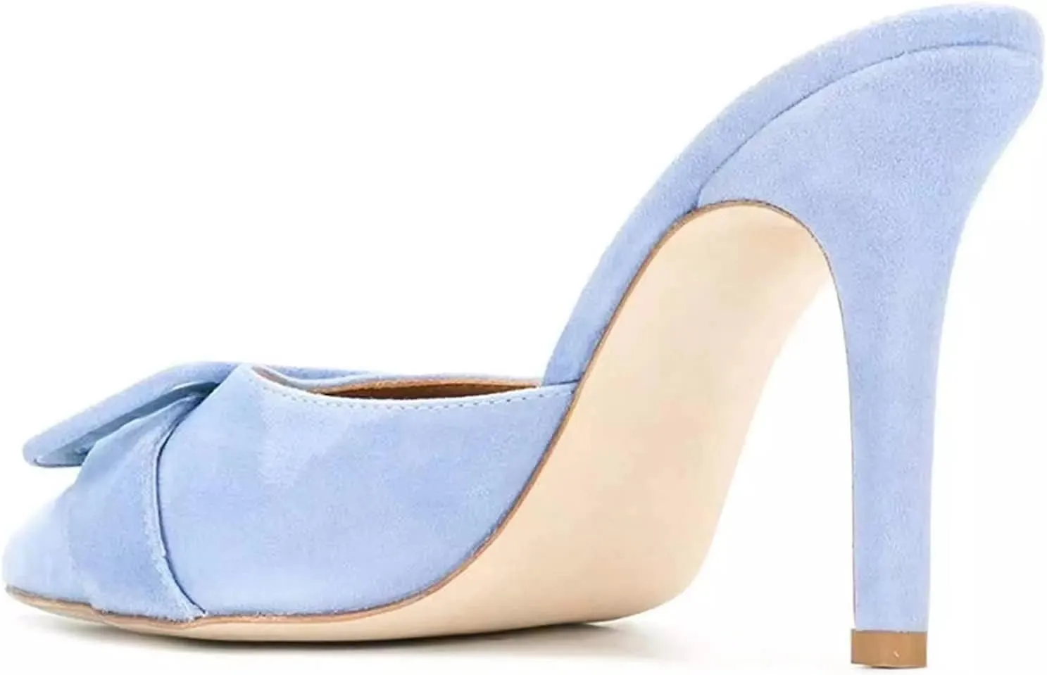 Axellion Comfortable Kitten Heel Mules for Women, Slip-on Backless Loafers with Pointed Toe, Buckle Knot Detail, Stylish Flat Slides for Casual & Business Wear