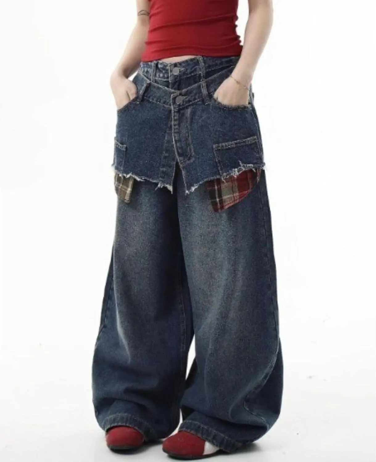 Baggy Cargo Pants for Womens Mens Y2K Loose Low Rise Wide Leg Jeans Harajuku Streetwear Clothes