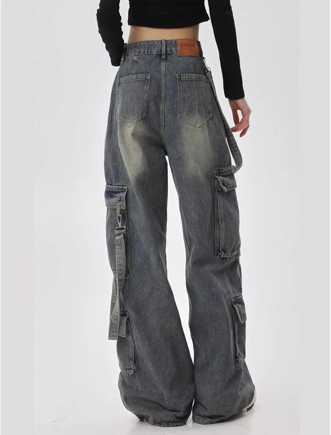 Baggy Cargo Pants for Womens Mens Y2K Loose Low Rise Wide Leg Jeans Harajuku Streetwear Clothes