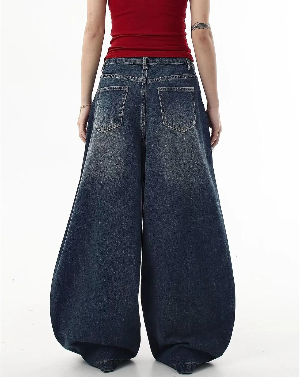 Baggy Cargo Pants for Womens Mens Y2K Loose Low Rise Wide Leg Jeans Harajuku Streetwear Clothes