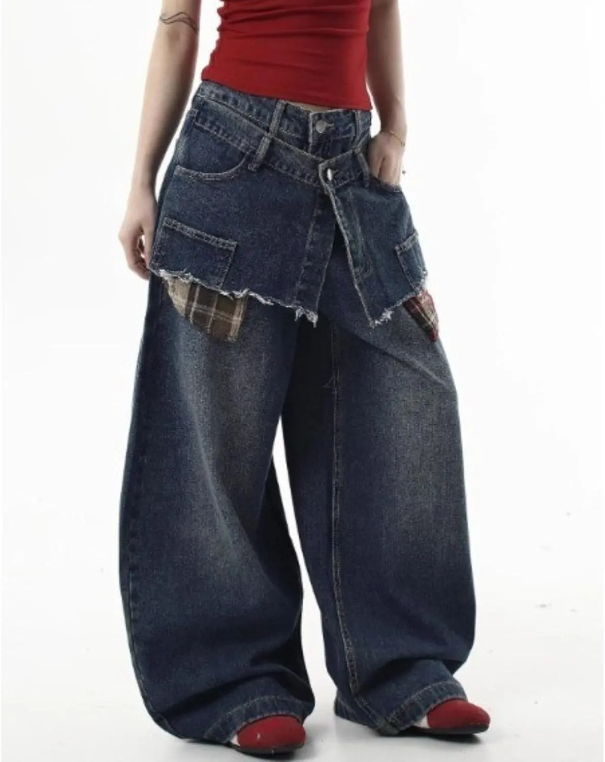 Baggy Cargo Pants for Womens Mens Y2K Loose Low Rise Wide Leg Jeans Harajuku Streetwear Clothes