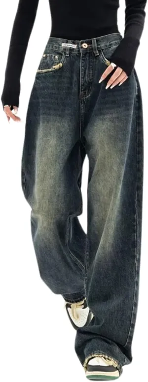 Baggy Jeans for Woman Y2k Pants Straight Leg High Waisted Jeans Womens Boyfriend Vintage Clothes Streetwear