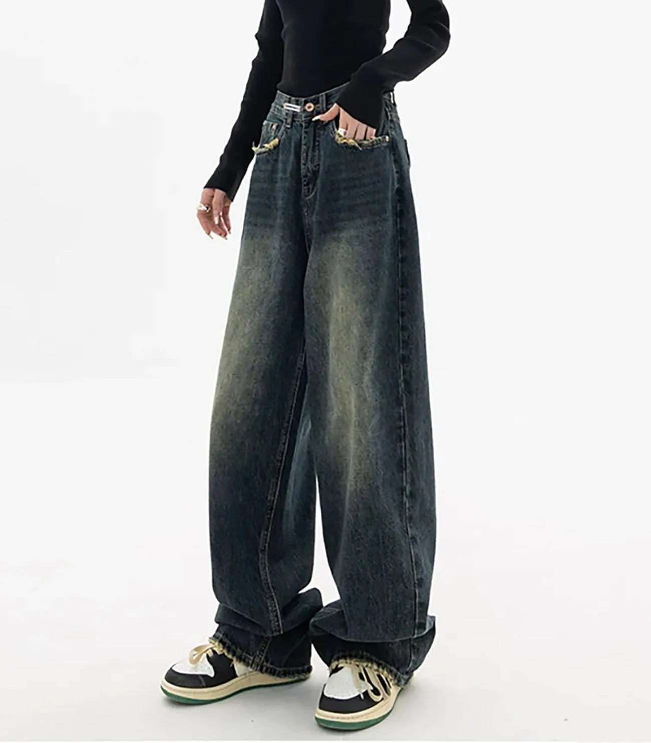 Baggy Jeans for Woman Y2k Pants Straight Leg High Waisted Jeans Womens Boyfriend Vintage Clothes Streetwear