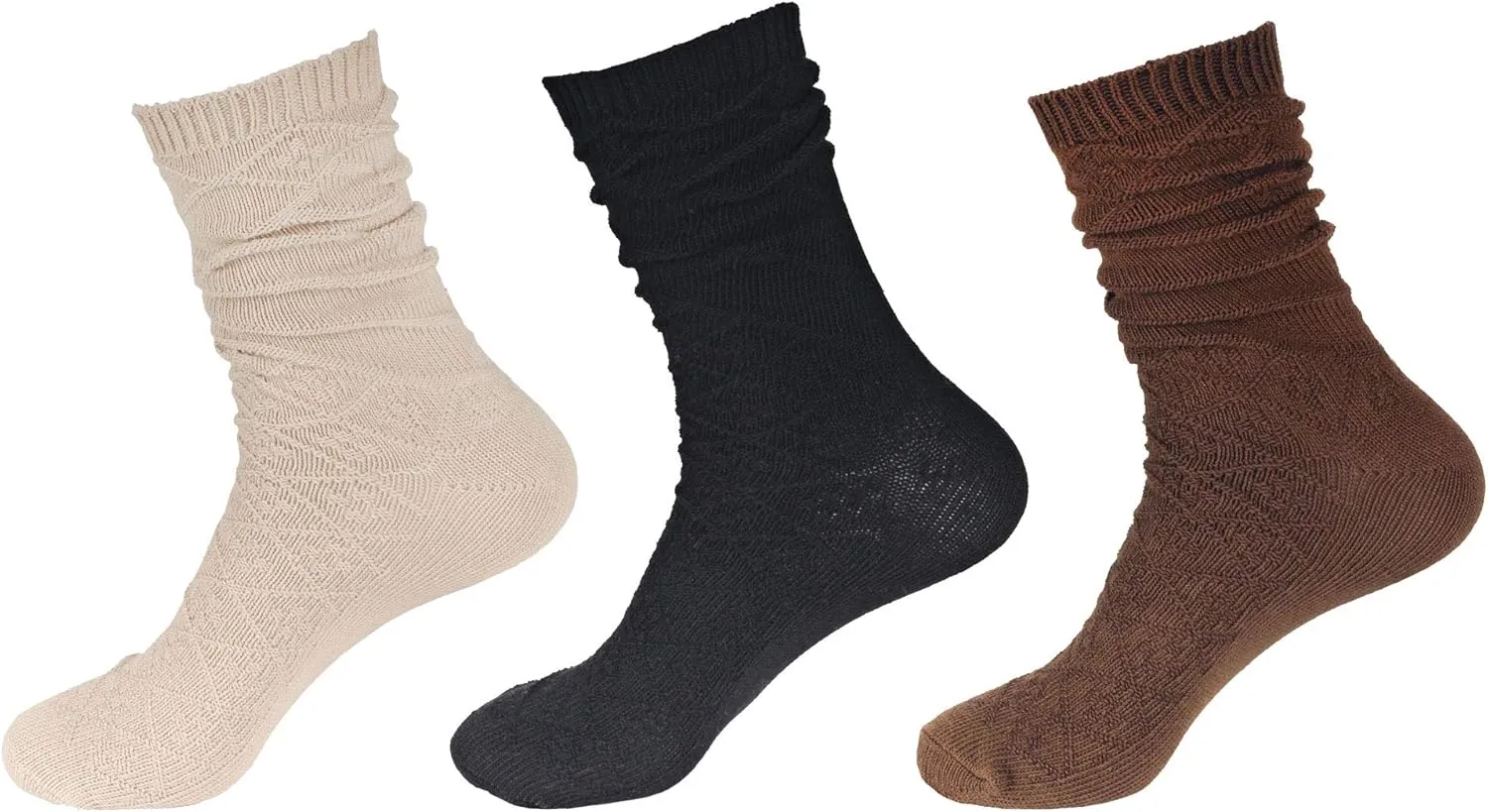 BambooMN Soft Warm Crew Boot Slouch Socks for Women, Ladies and Girls, Vintage Cabin Tube Socks