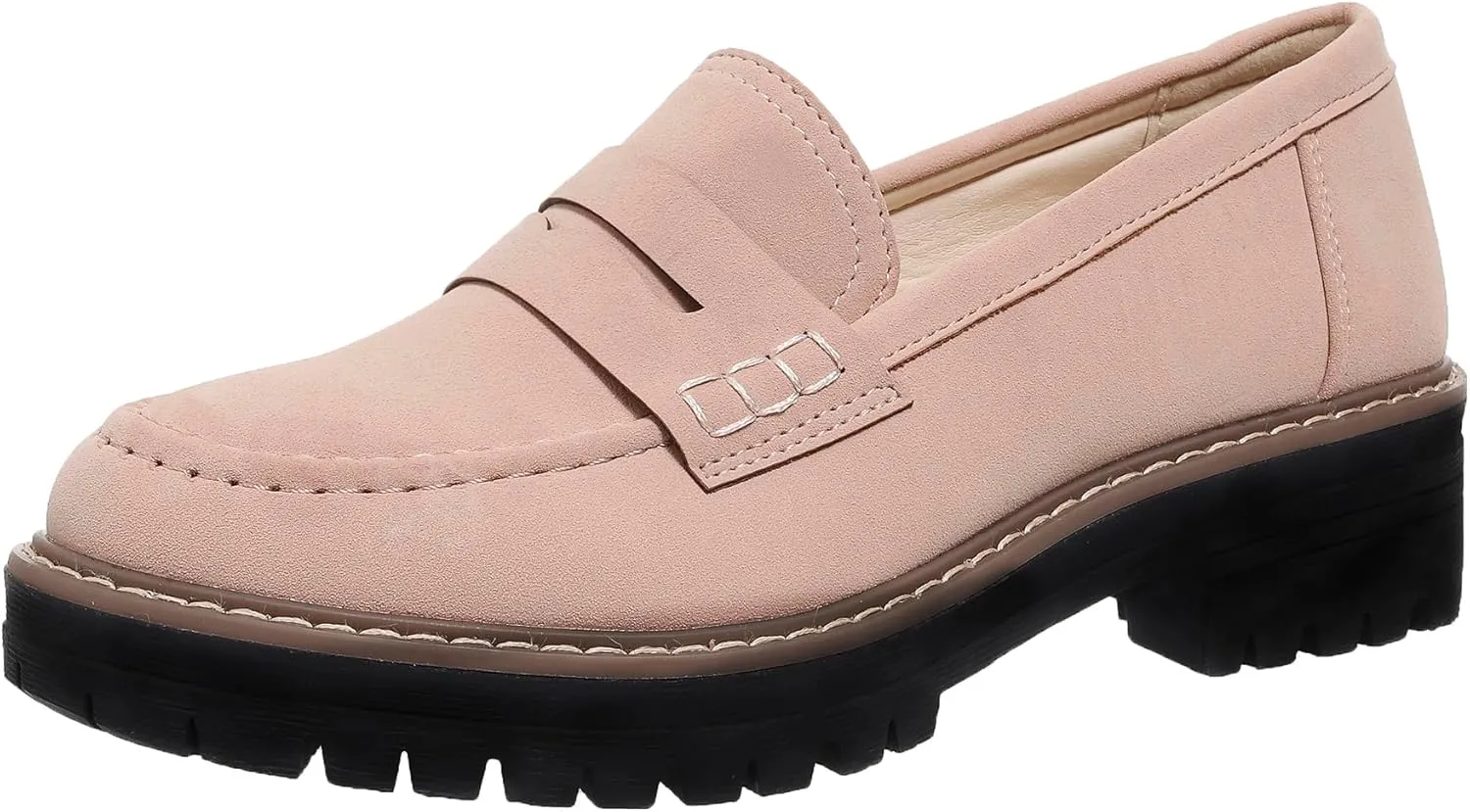 Bandkos Women's Platform Penny Loafers Slip On-Suede Chunky Dress Shoes Casual Business Oxford for Work