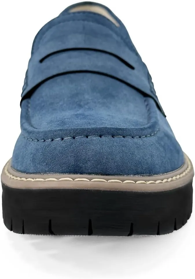 Bandkos Women's Platform Penny Loafers Slip On-Suede Chunky Dress Shoes Casual Business Oxford for Work
